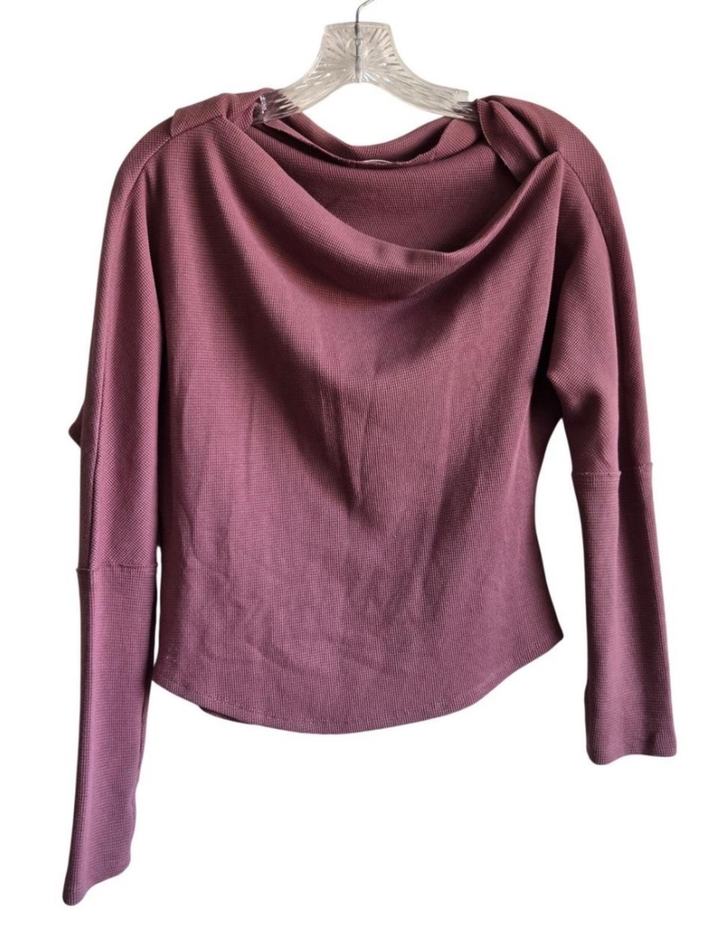 We The Free Fuji Thermal Off Shoulder Top Mauve Pink Cowl Neck